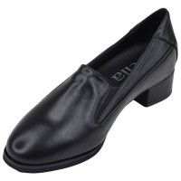 Mocassins femme Mella Italie 2037 en cuir lisse noir