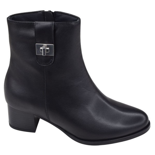 Bottine Piesanto 265443 cuir lisse noir avec décoration argentée