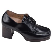 Derbies femme Piesanto 235491 cuir lisse noir à talon – vue de profil